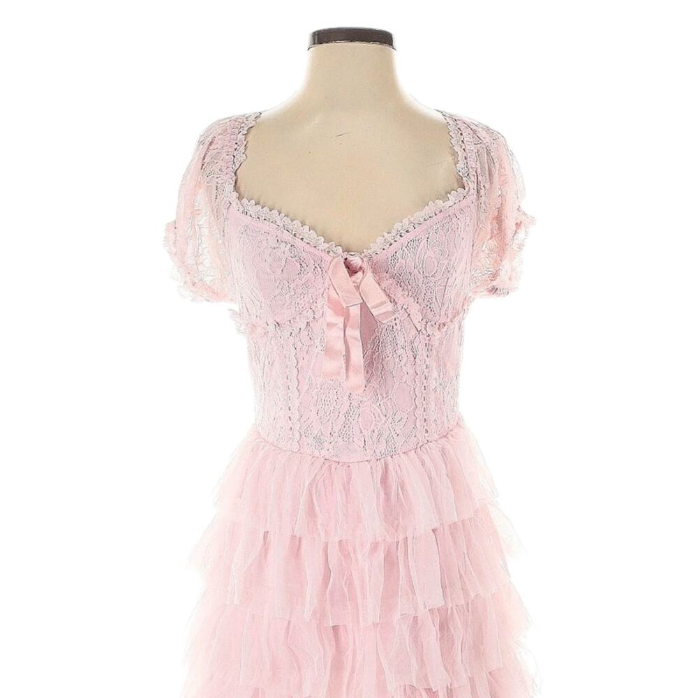 AMY JANE LONDON Sofia tulle lace tiered maxi dress ballerina pink Size XS NEW - Picture 3 of 7
